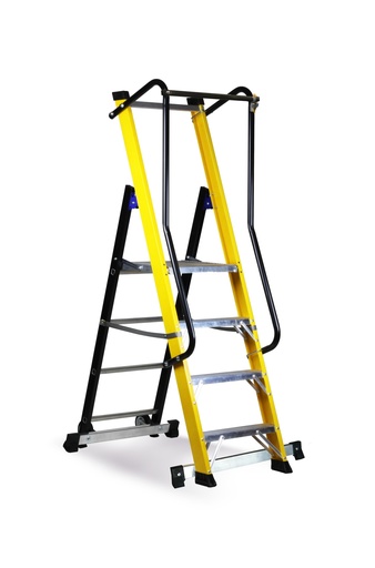 SVELT Moby Fibra Fiberglass stepladder with railing protection 3 to 8 steps